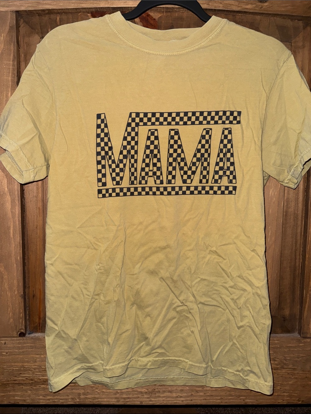 Comfort Colors MAMA Checkerboard Graphic Tee - Yellow